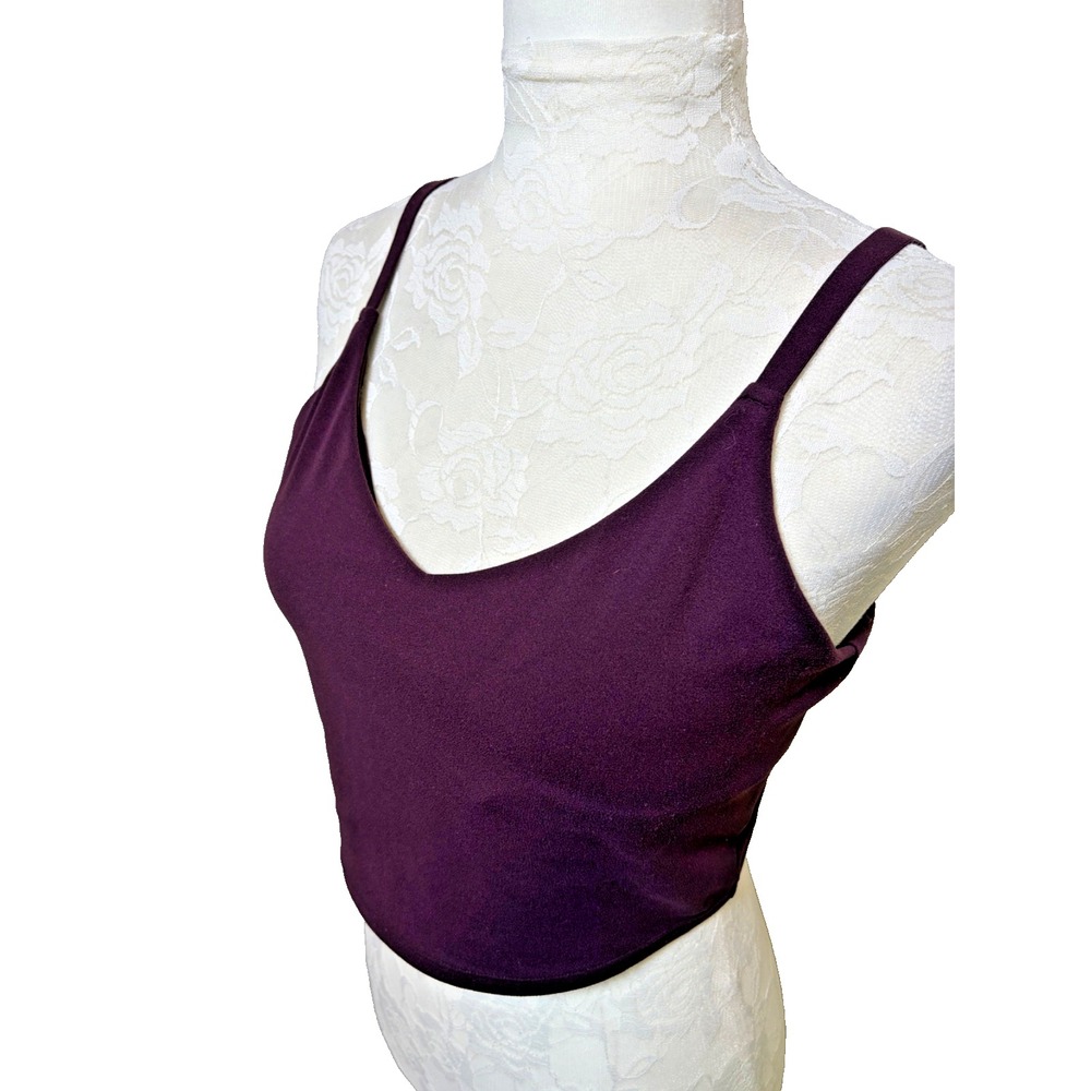 Athleta Burgundy Purple V Neck Sports Bra ~L~Adjustable Straps Workout Yoga Gym